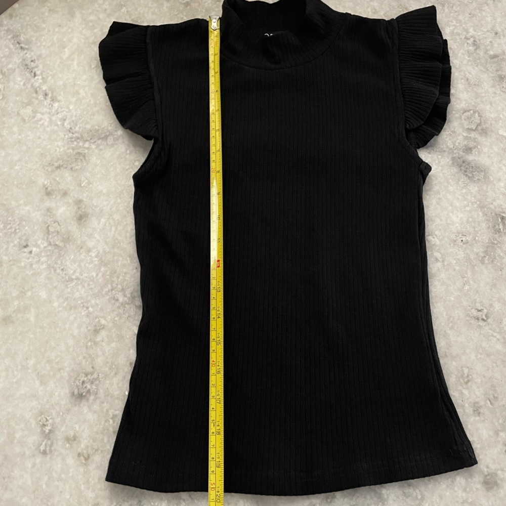 Storia Ribbed Mock Neck Ruffle Sleeve Top - Picture 9 of 11